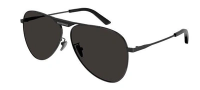 Pre-owned Balenciaga Bb0244s 001 Grey Oval Unisex Sunglasses In Gray