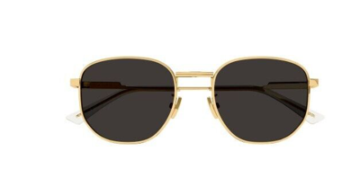 Pre-owned Bottega Veneta Bv1160sa 004 Gold/grey Mirrored Round Unisex Sunglasses In Gray