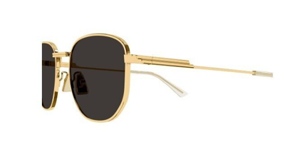 Pre-owned Bottega Veneta Bv1160sa 004 Gold/grey Mirrored Round Unisex Sunglasses In Gray