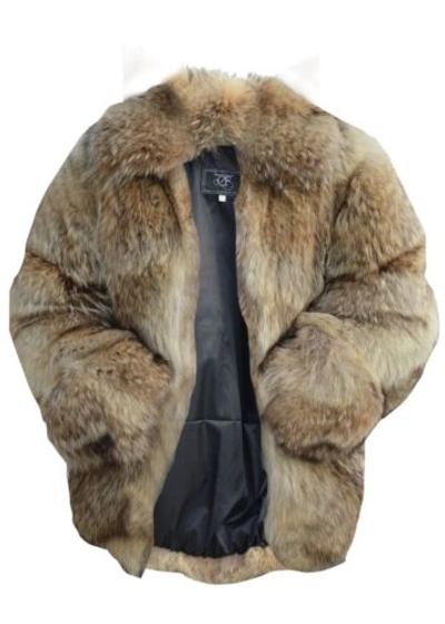 Pre-owned Handmade Real Coyote Fur Parka Jacket Coat Reversible All Sizes In Brown