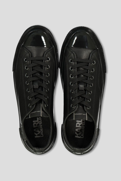 Pre-owned Karl Lagerfeld Original  Leather Sneakers For Men Ikonik Brand Logo In Black