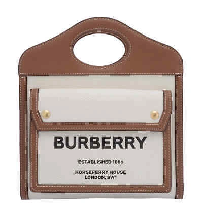 Pre-owned Burberry Mini Pocket Tote Bag 8039361 In Natural/malt Brown