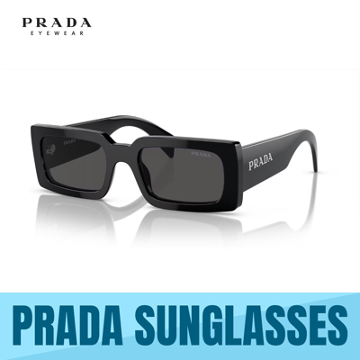 Pre-owned Prada Pr A07sf 1ab5so Black-dark Grey Lens Unisex Sunglasses 54mm Authentic In Gray