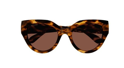 Pre-owned Gucci Gg 1408s 002 Havana/brown Cat Eye Women's Sunglasses