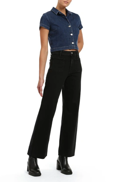 Shop Mavi Jeans Paloma Marine Patch Pocket High Waist Wide Leg Jeans In Deep Smoke Flex Blue