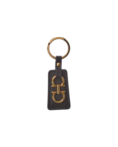 Ferragamo Gancini Leather Key Chain In Black