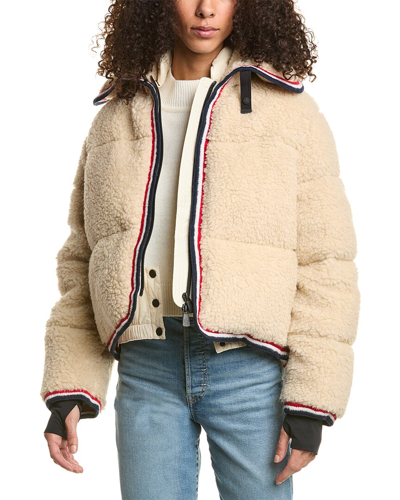Shop Moncler Eterlou Wool-blend Jacket In Beige