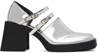 Shop Justine Clenquet Silver Jennie Mary-jane Heels