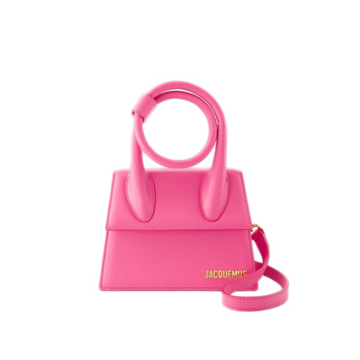 Shop Jacquemus Le Chiquito Noeud Bag - Leather - Neon Pink