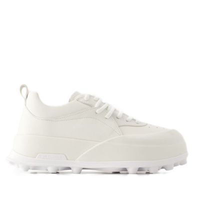 Shop Jil Sander Sneakers - Leather - Porcelain In White
