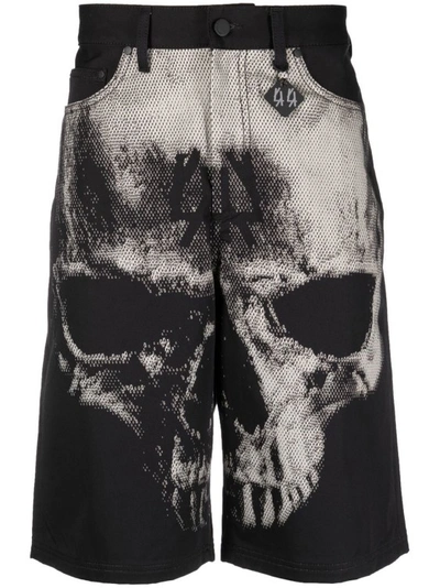 Shop 44 Label Group Black 5 Pocket Skull Shorts