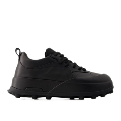Shop Jil Sander Sneakers - Leather - Black