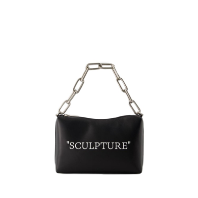 Shop Off-white Block Quote Bag - Leather - Black/ Silver