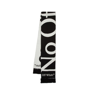 Shop Off-white Wo No Offence Scarf - Wool - Black/ White
