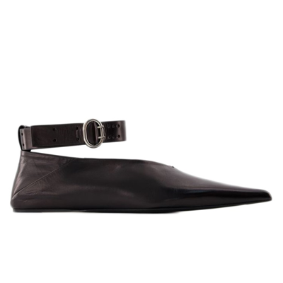 Shop Jil Sander Ballet Sandals - Leather - Black
