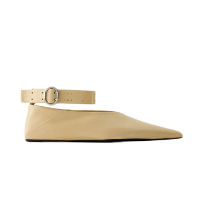 Shop Jil Sander Ballet Sandals - Leather - Beige In Brown