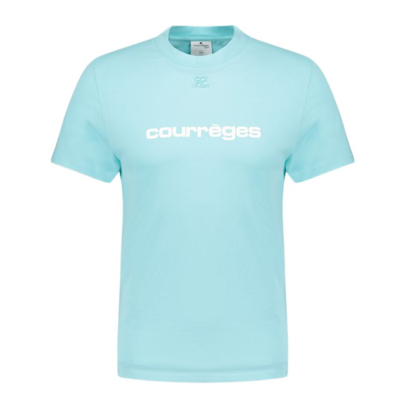 Shop Courrèges Classic Shell T-shirt - Blue/white - Cotton