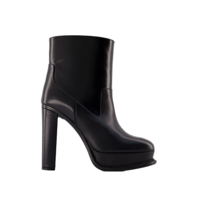 Shop Alexander Mcqueen Ankle Boots - Leather - Black