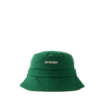 Shop Jacquemus Le Bob Gadjo Bucket Hat - Cotton - Green In Black