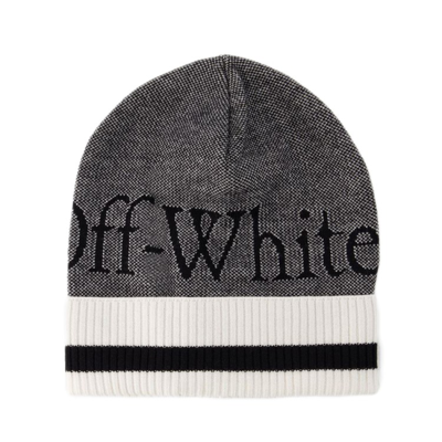 Shop Off-white Logo Pixel Beanie - Wool - Black/ White In Grey