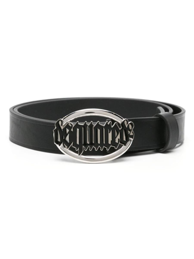 Shop Dsquared2 Gothic Logo-buckle Leather Belt In Nero+palladio
