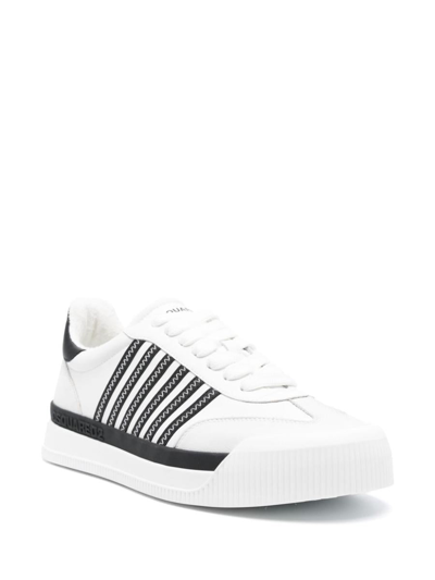 Shop Dsquared2 New Jersey Lace-up Trainers In Bianco+nero