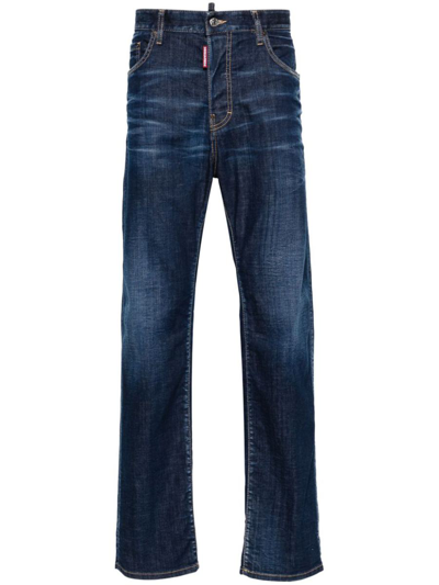 Shop Dsquared2 642 Straight-leg Jeans In Navy Blue