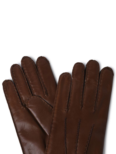 Shop Sofia Gants Brown Nappa Leather Gloves