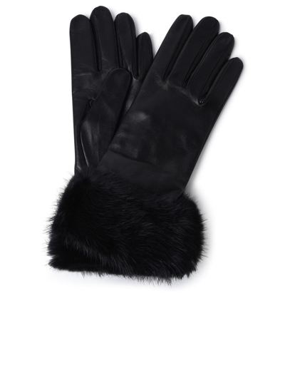 Shop Sofia Gants Black Nappa Leather Gloves