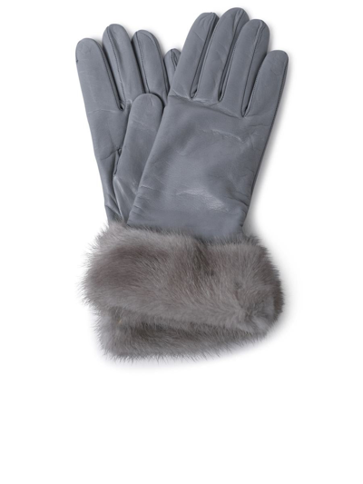 Shop Sofia Gants Pearl Grey Nappa Leather Gloves