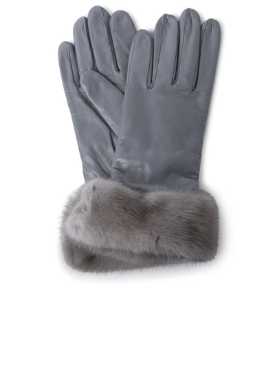 Shop Sofia Gants Pearl Grey Nappa Leather Gloves