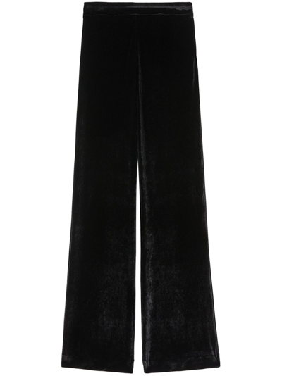 Jil Sander High-waist Velvet Straight-leg Trousers In Black