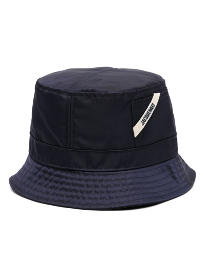 Shop Jacquemus Navy Le Bob Ovalie Bucket Hat In Blue