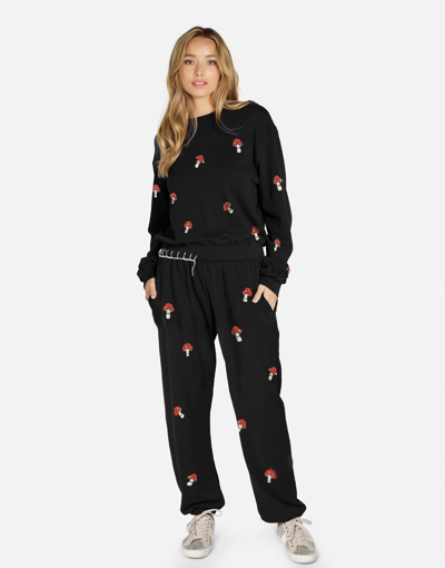 Lauren Moshi Spalding Mini Mushrooms Pullover In Black