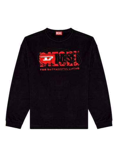 Shop Diesel Men's Baxt Cotton Jersey Pullover Sweatshirt In Black