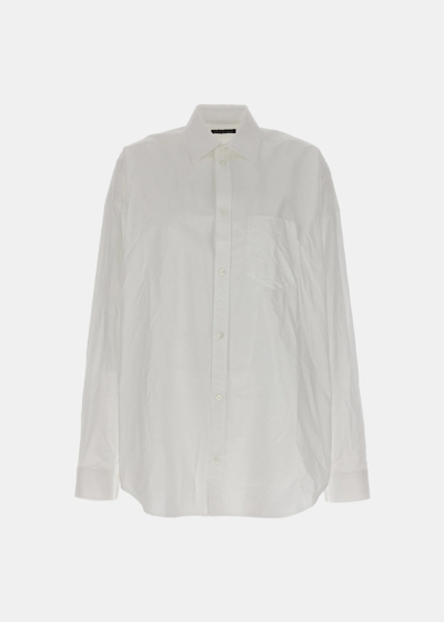 Shop Balenciaga White Cocoon Poplin Shirt