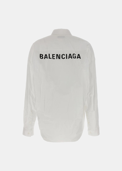 Shop Balenciaga White Cocoon Poplin Shirt