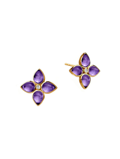 Shop Syna Women's Jardin 18k Gold, Diamond & Amethyst Flower Earrings