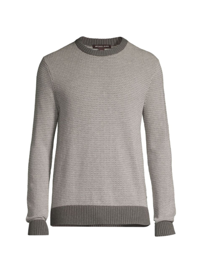 Shop Michael Kors Men's Melange Novelty Stitch Crewneck Sweater In Ash Melange