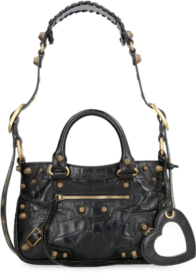 Shop Balenciaga Neo Cagole S Leather Bag In Black