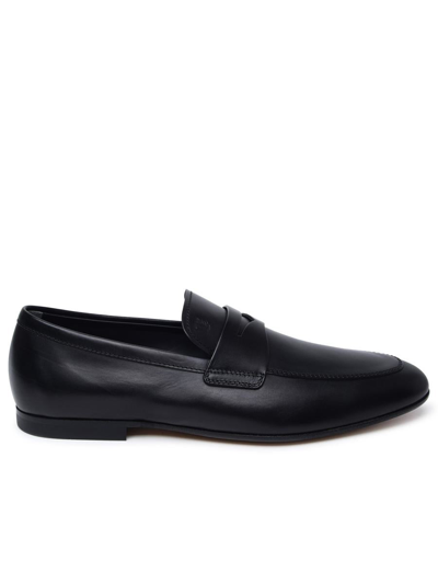 Shop Tod's Black Leather Loafers