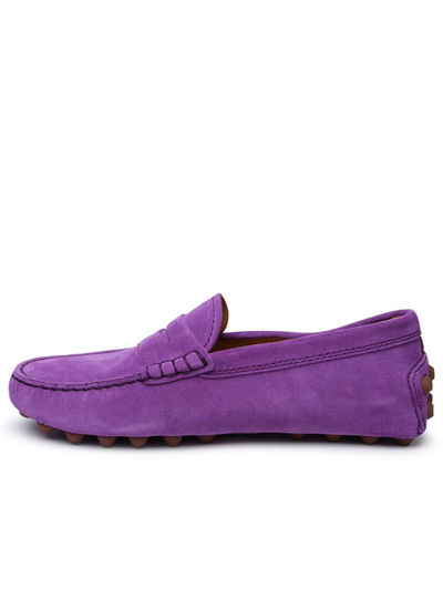 Shop Tod's Purple Suede Loafers In Violet