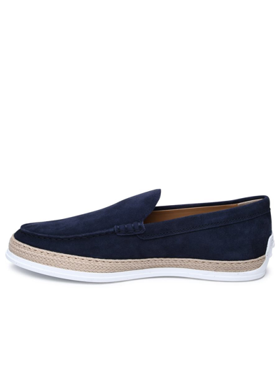 Shop Tod's Blue Suede Loafers