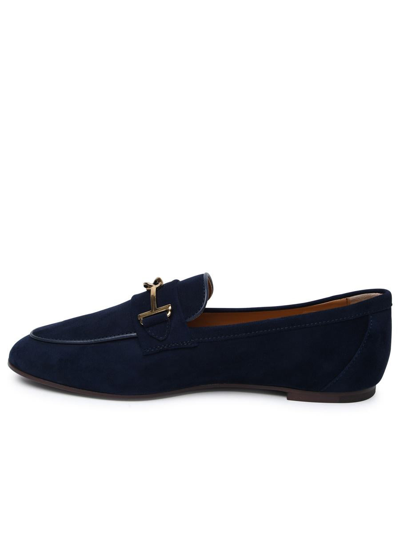 Shop Tod's Blue Suede Loafers