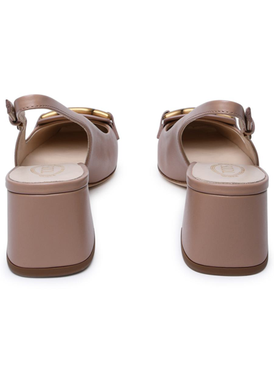 Shop Tod's Leather Sandals Nude In Pink