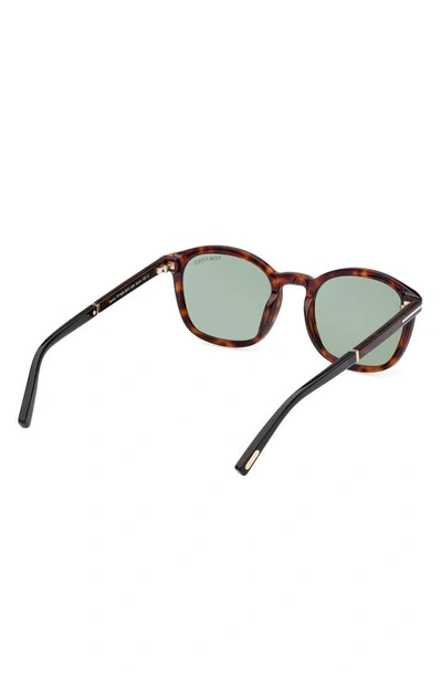 Shop Tom Ford 52mm Square Sunglasses In Dark Havana / Green