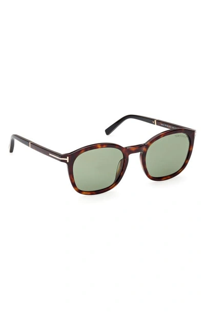 Shop Tom Ford 52mm Square Sunglasses In Dark Havana / Green