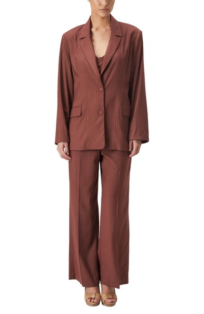 Bardot Pinstripe Blazer In Chestnut Stripe