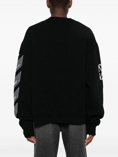Shop Off-white Men Varsity Knit Cardigan In 1010 Black Blac