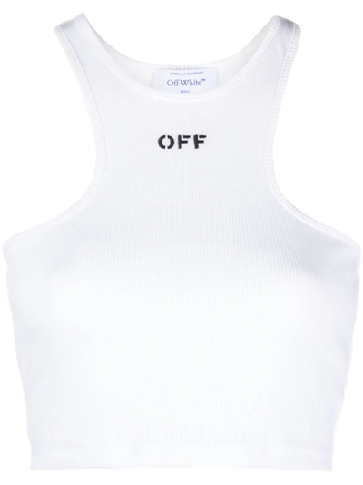 Shop Off-white Women Off Stamp Rib Rowing Top In 0110 White Blac